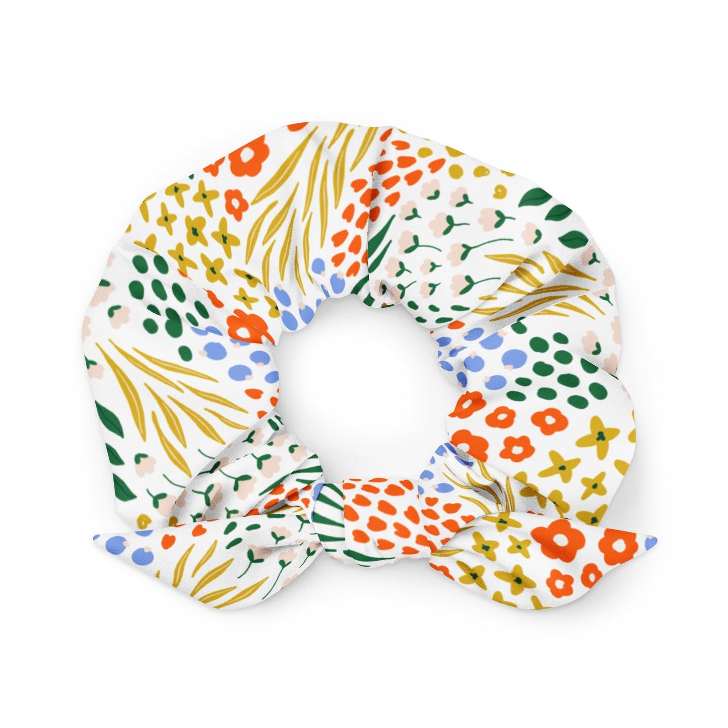 Light Winter Floral Recycled Fabric Hair Scrunchie - Merry May