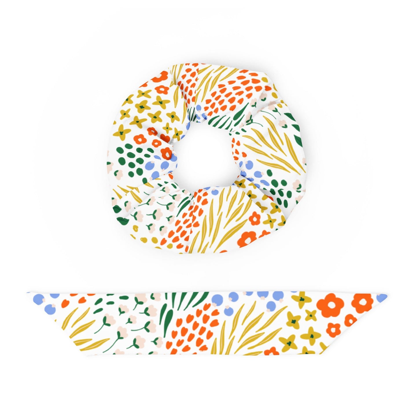 Light Winter Floral Recycled Fabric Hair Scrunchie - Merry May