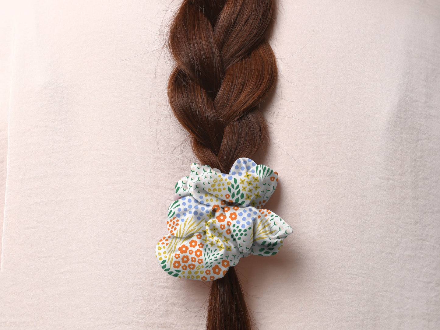 Light Winter Floral Recycled Fabric Hair Scrunchie