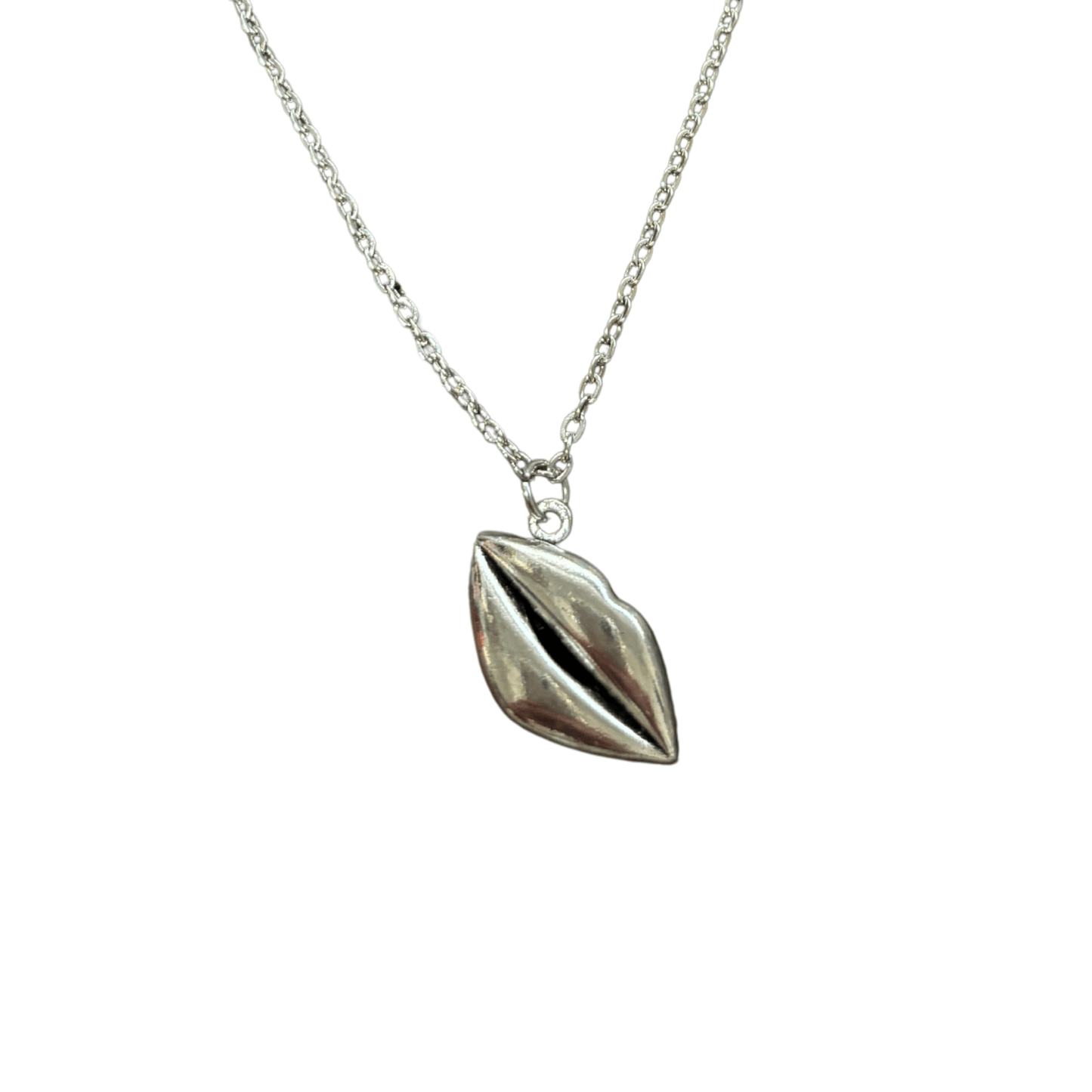 Lips Pendant Necklace in Silver | Kiss Print Charm on Chain - Merry May