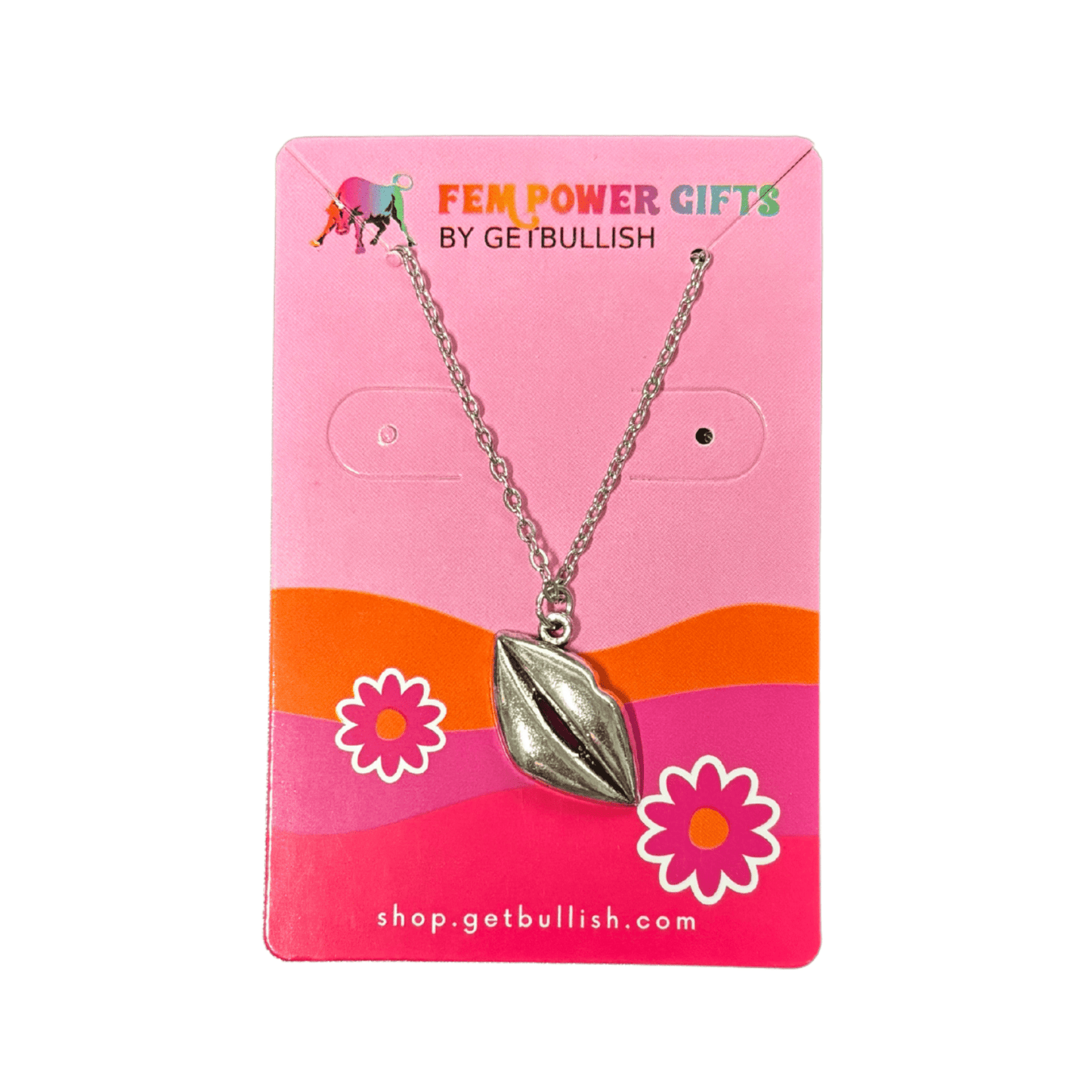 Lips Pendant Necklace in Silver | Kiss Print Charm on Chain - Merry May