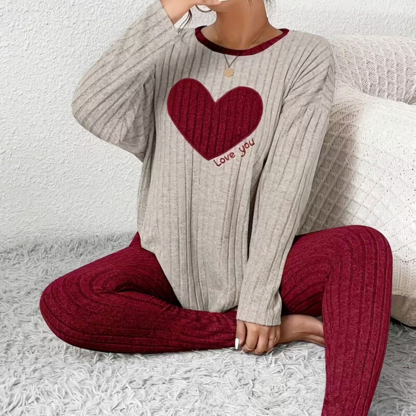 Love You Two - Piece Loungewear Set - Merry May