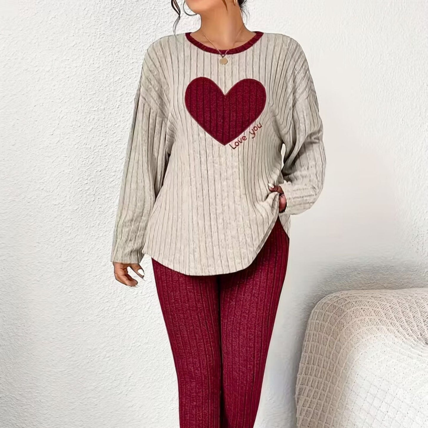 Love You Two - Piece Loungewear Set - Merry May