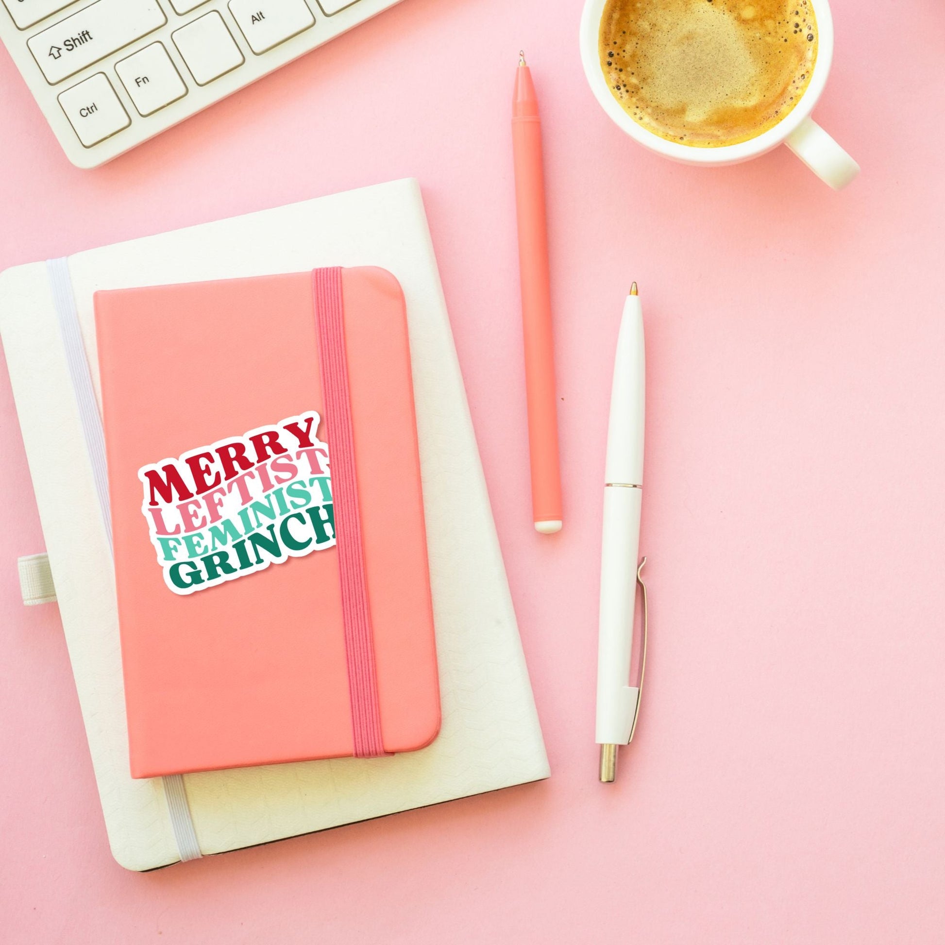 Merry Leftist Grinchy Vinyl Sticker, 3" x 2" - Merry May