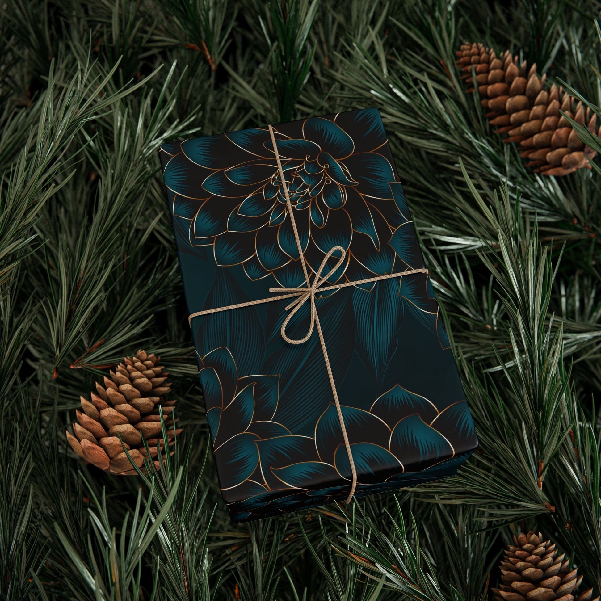 Midnight Dahlia Wrapping Paper Roll - Merry May