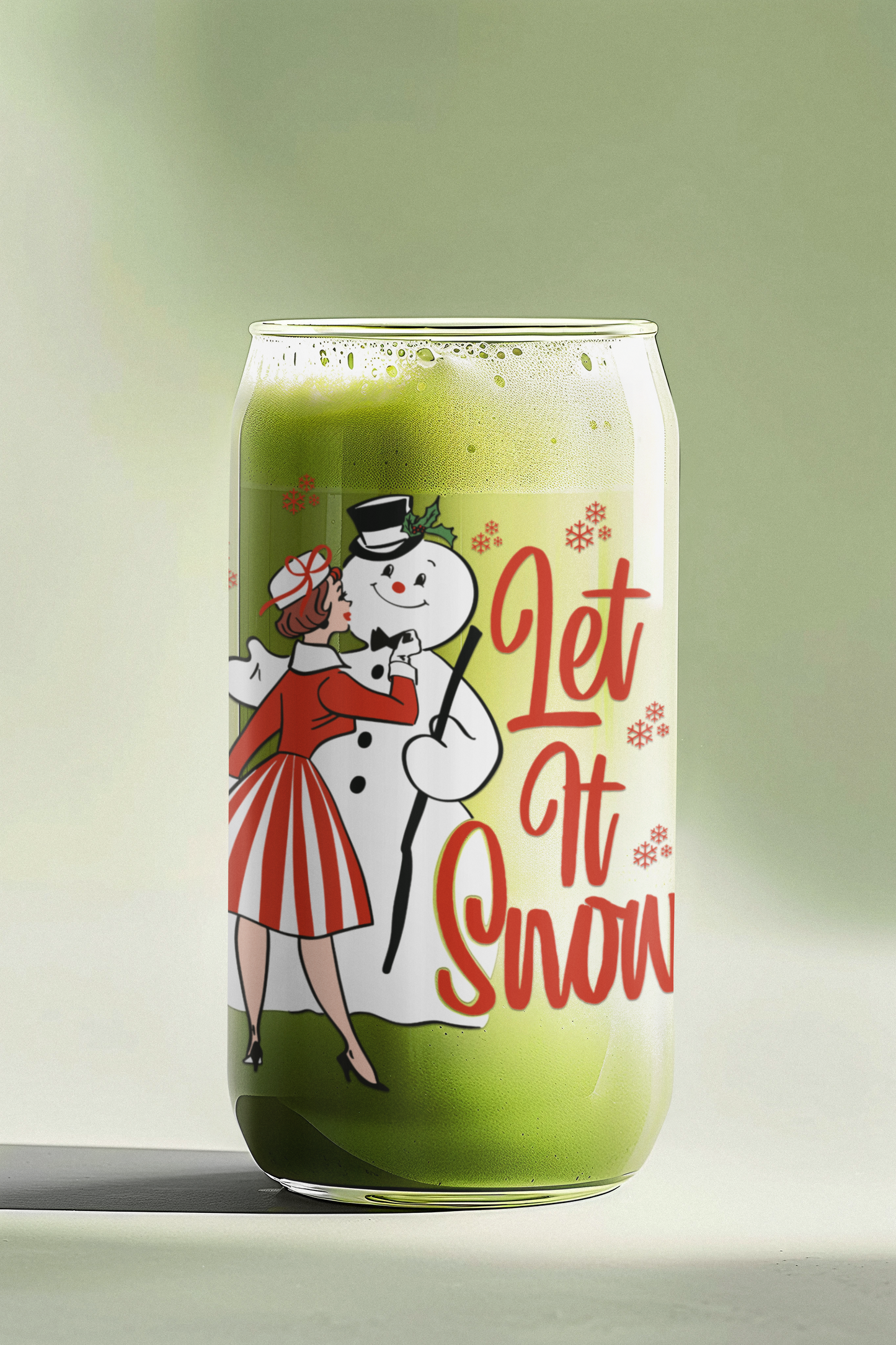 Let It Snow Retro 16 oz. Glass Cup