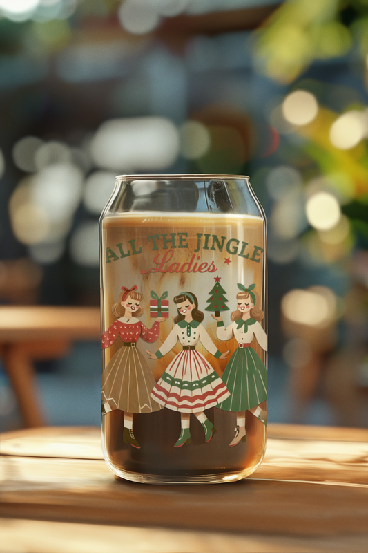 All The Jingle Ladies Retro 16 oz. Glass Cup