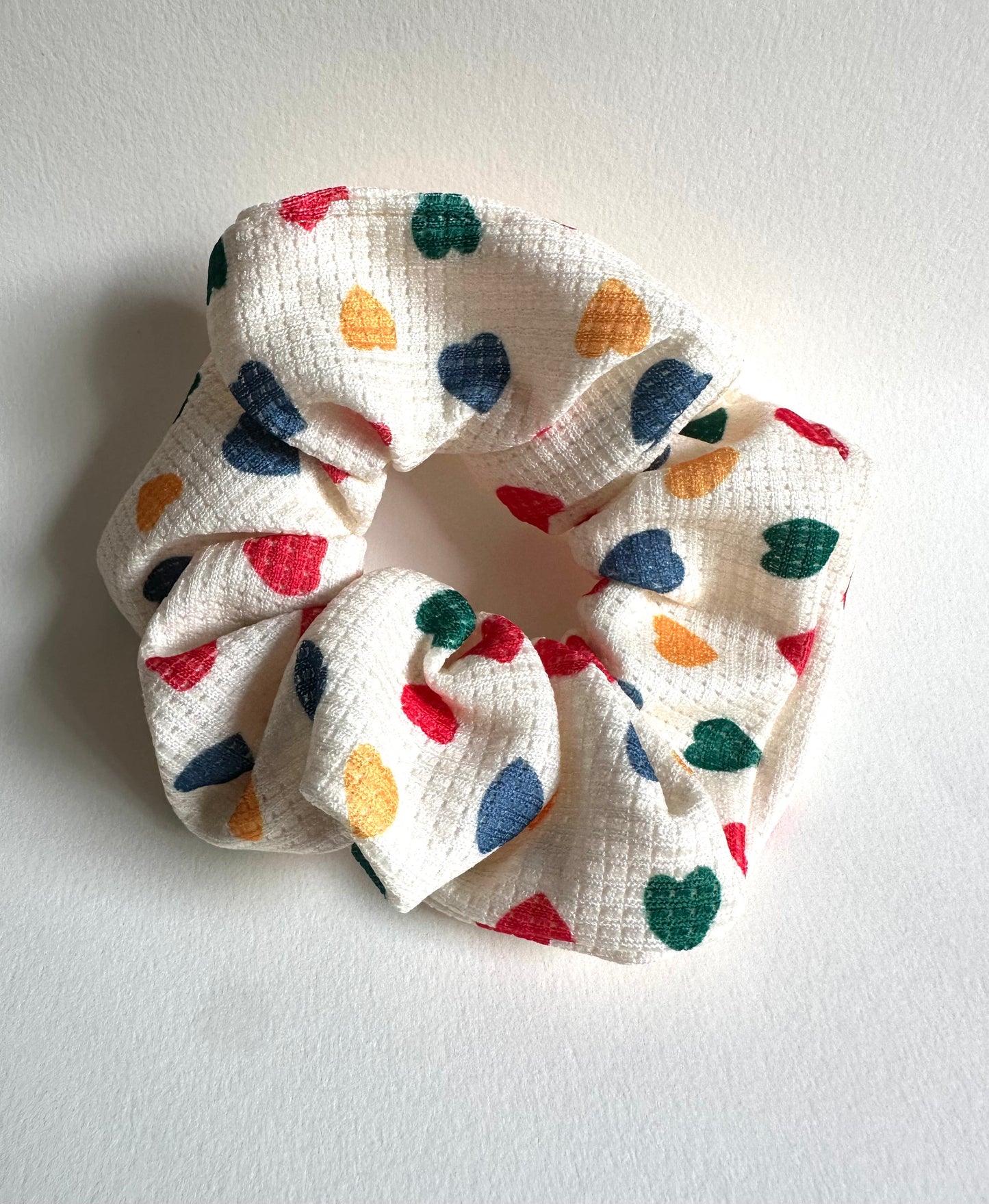 Multicolor Hearts Waffle Scrunchie - Merry May