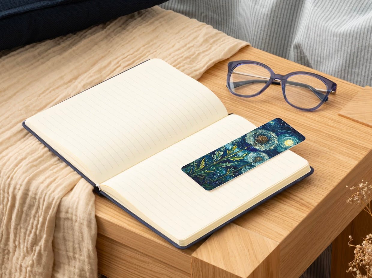 Nighttime Dandelions Glossy Double - Sided Bookmark, 2” x 6” - Merry May