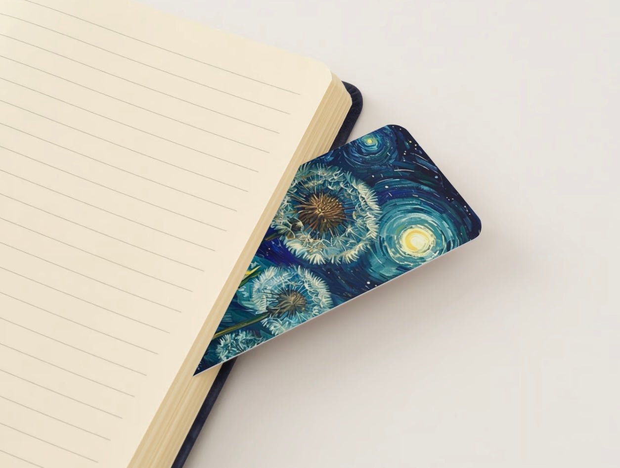 Nighttime Dandelions Glossy Double - Sided Bookmark, 2” x 6” - Merry May
