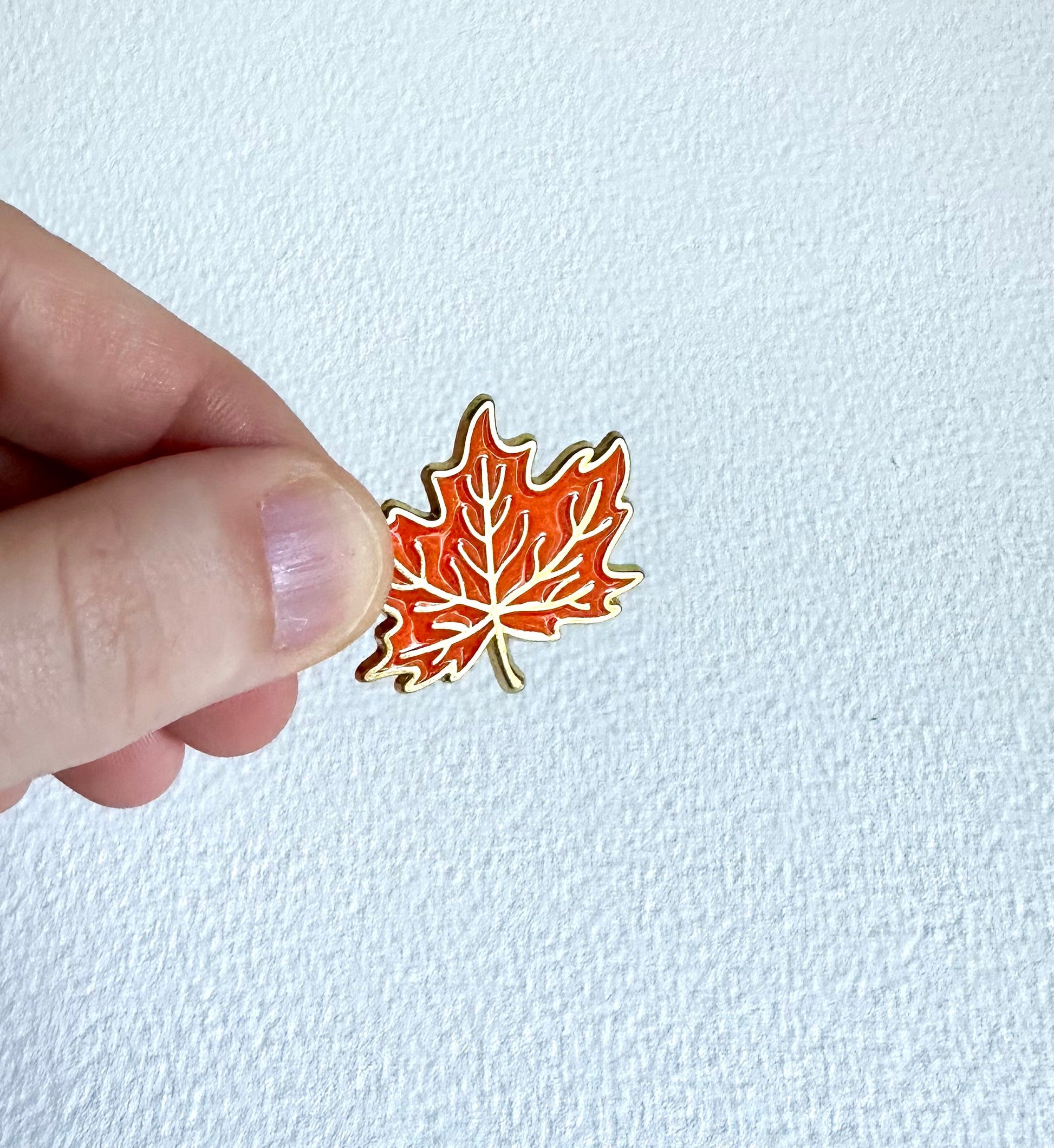 Orange Maple Leaf Enamel Pin - Merry May