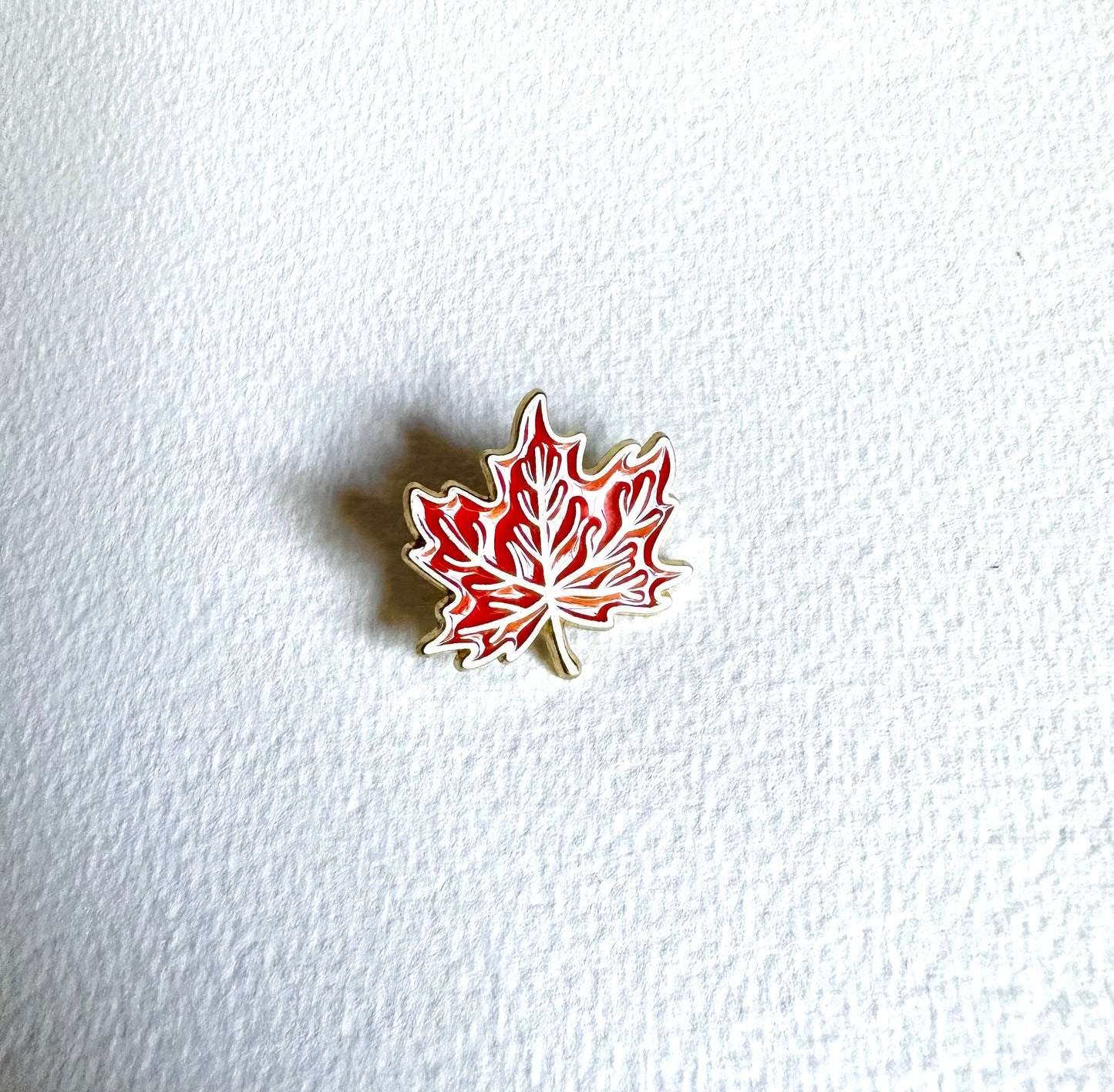 Orange Maple Leaf Enamel Pin - Merry May