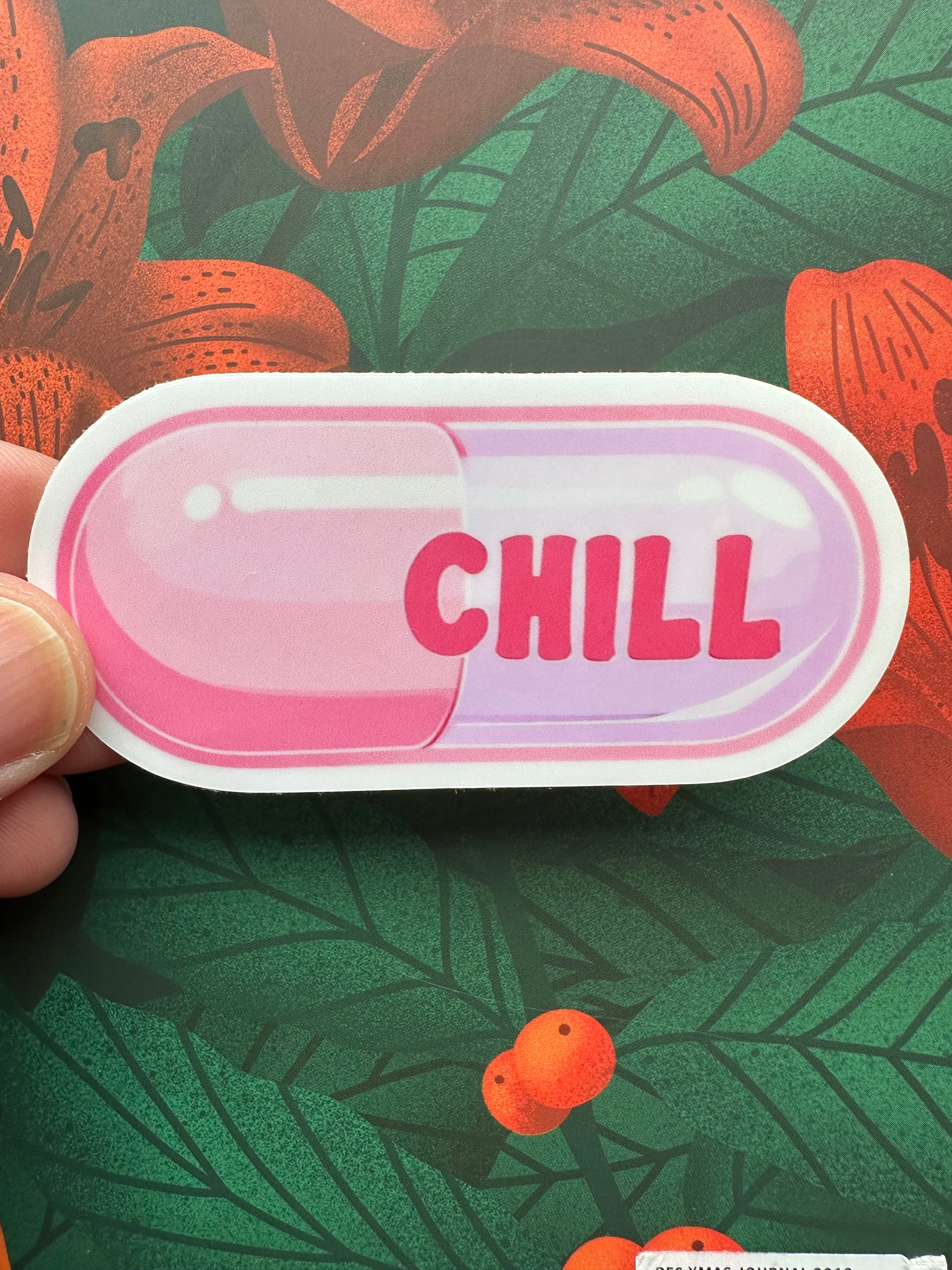 Pastel Chill Pill Vinyl Sticker, 3.0" x 1.8" - Merry May