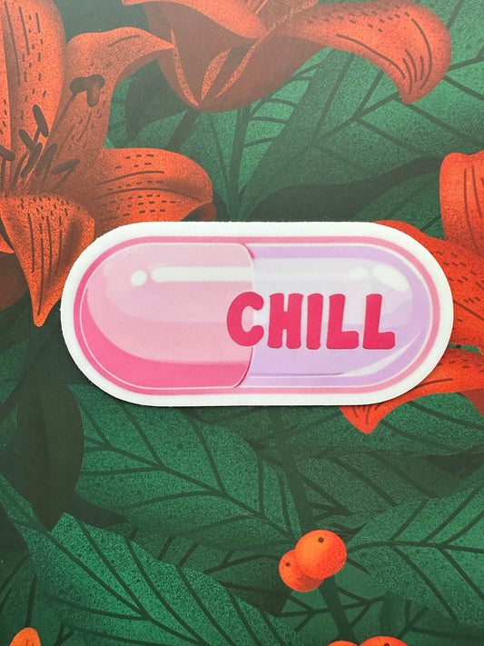 Pastel Chill Pill Vinyl Sticker, 3.0" x 1.8" - Merry May