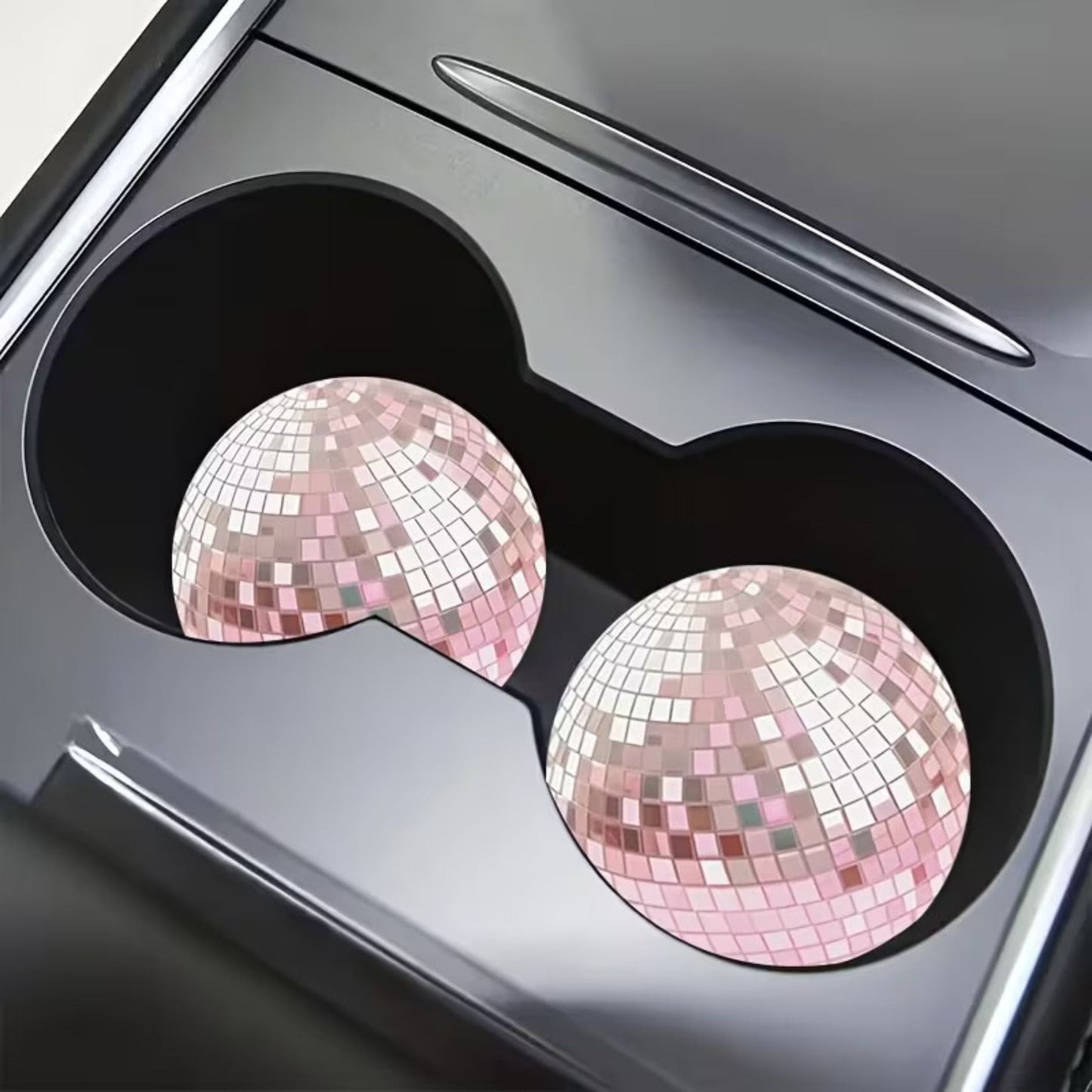 Pink Disco Ball Car Coasters - Merry May