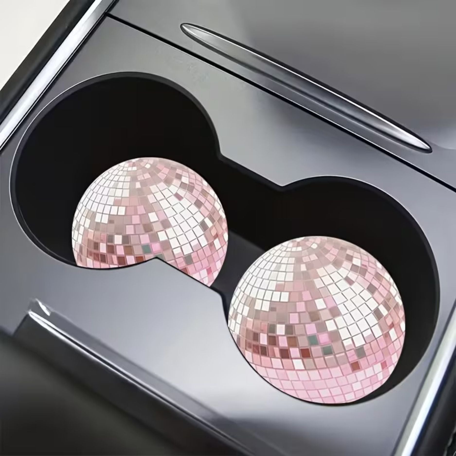 Pink Disco Ball Car Coasters - Merry May