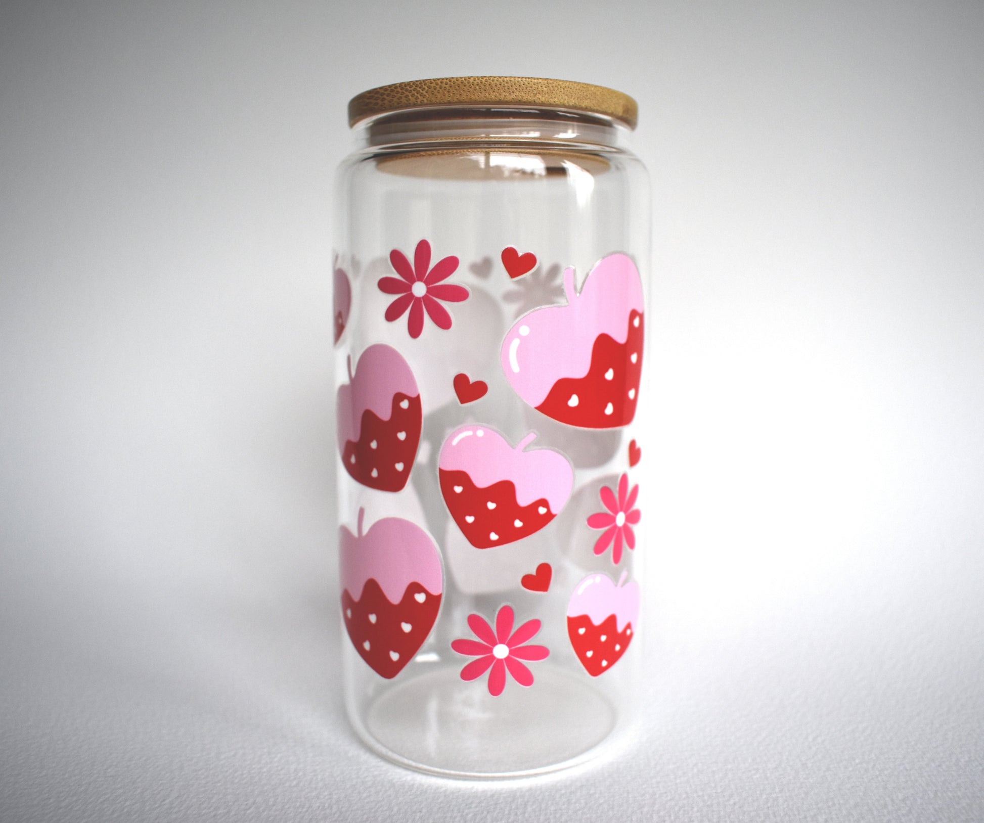 Pink Frosted Strawberries 16 oz. Glass Cup - Merry May