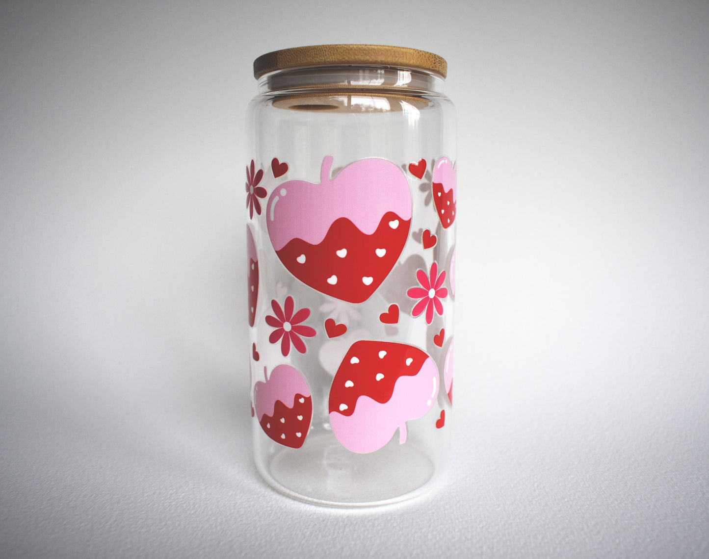 Pink Frosted Strawberries 16 oz. Glass Cup - Merry May
