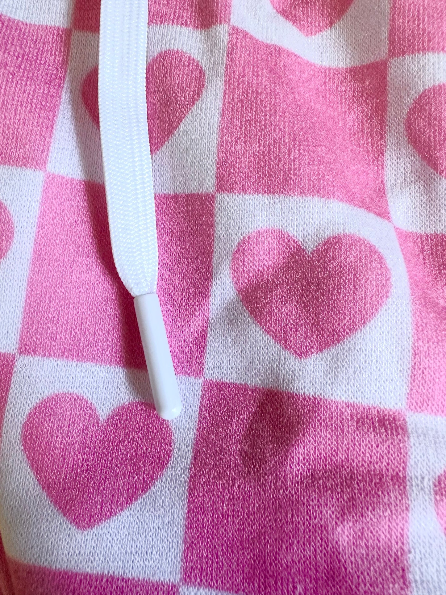 Pink Heart Grid Crop Hoodie - Merry May