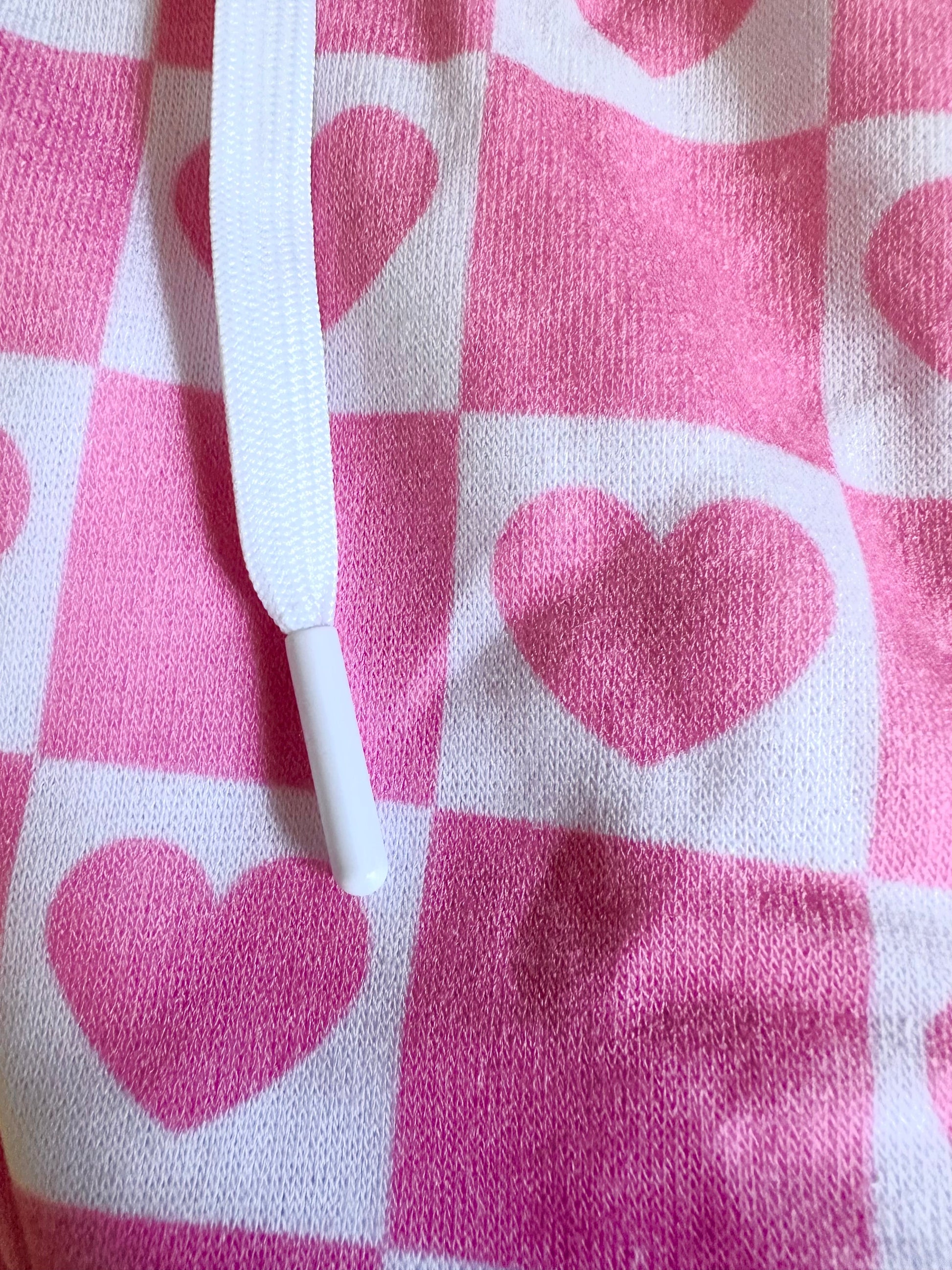 Pink Heart Grid Crop Hoodie - Merry May