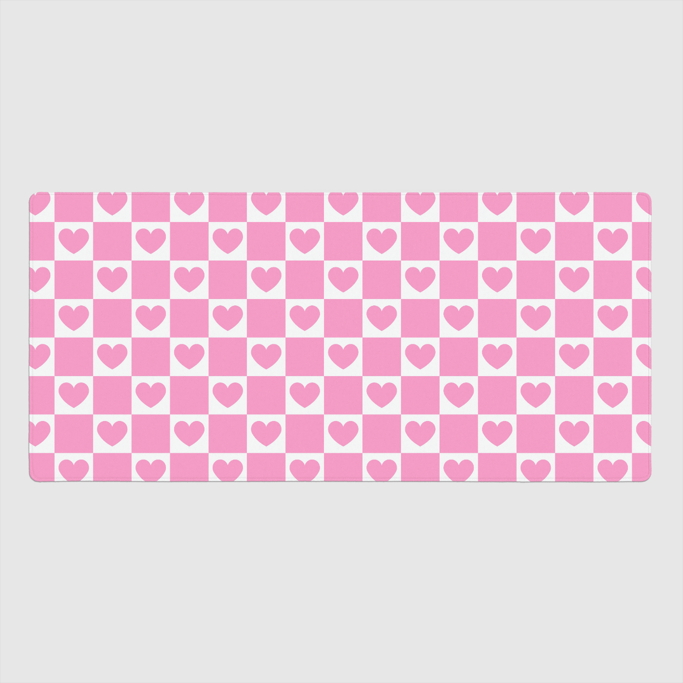 Pink Heart Grid Large Desk Mat, 35x16" - Merry May