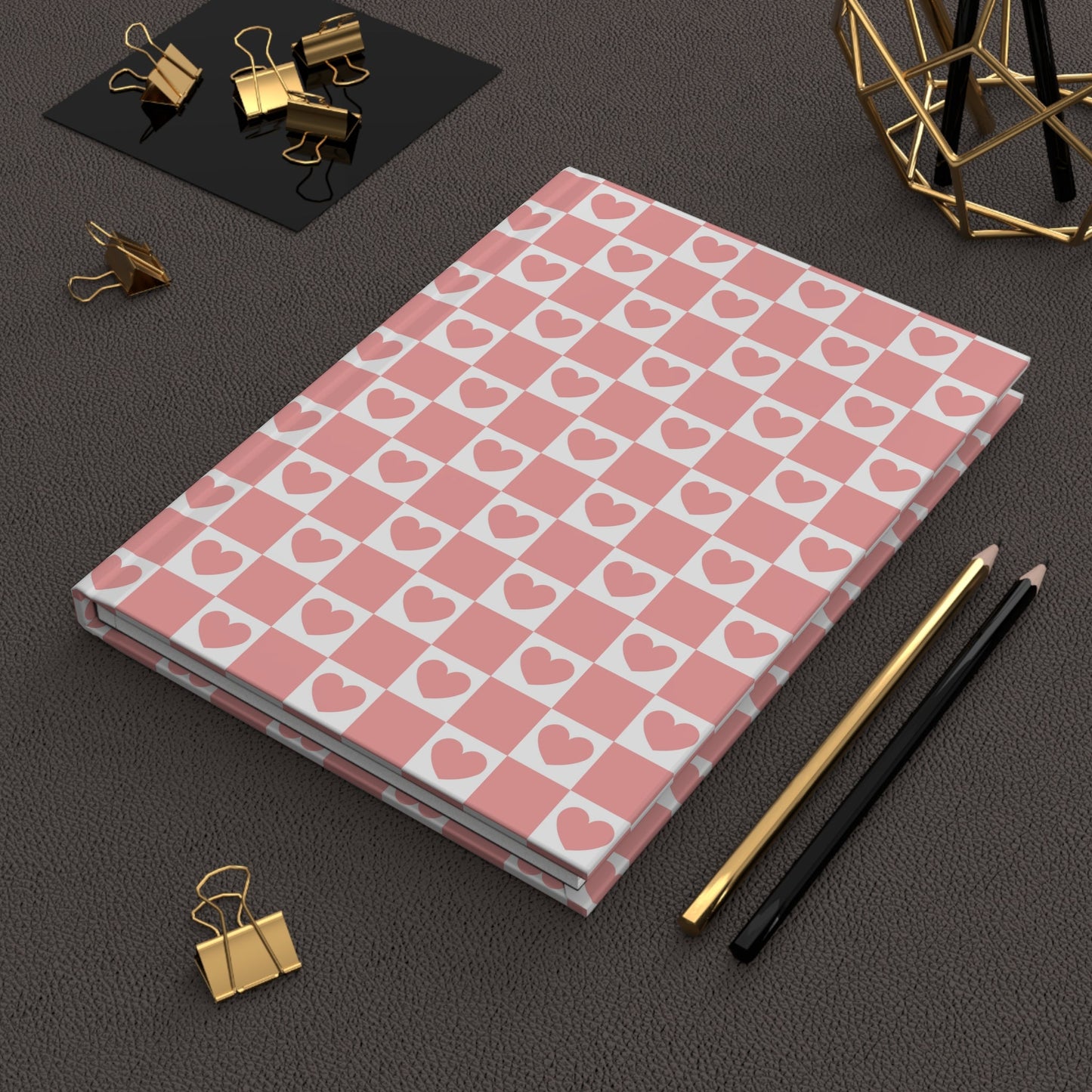 Pink Heart Grid Matte Hardcover Journal, 5.75" x 8" - Merry May