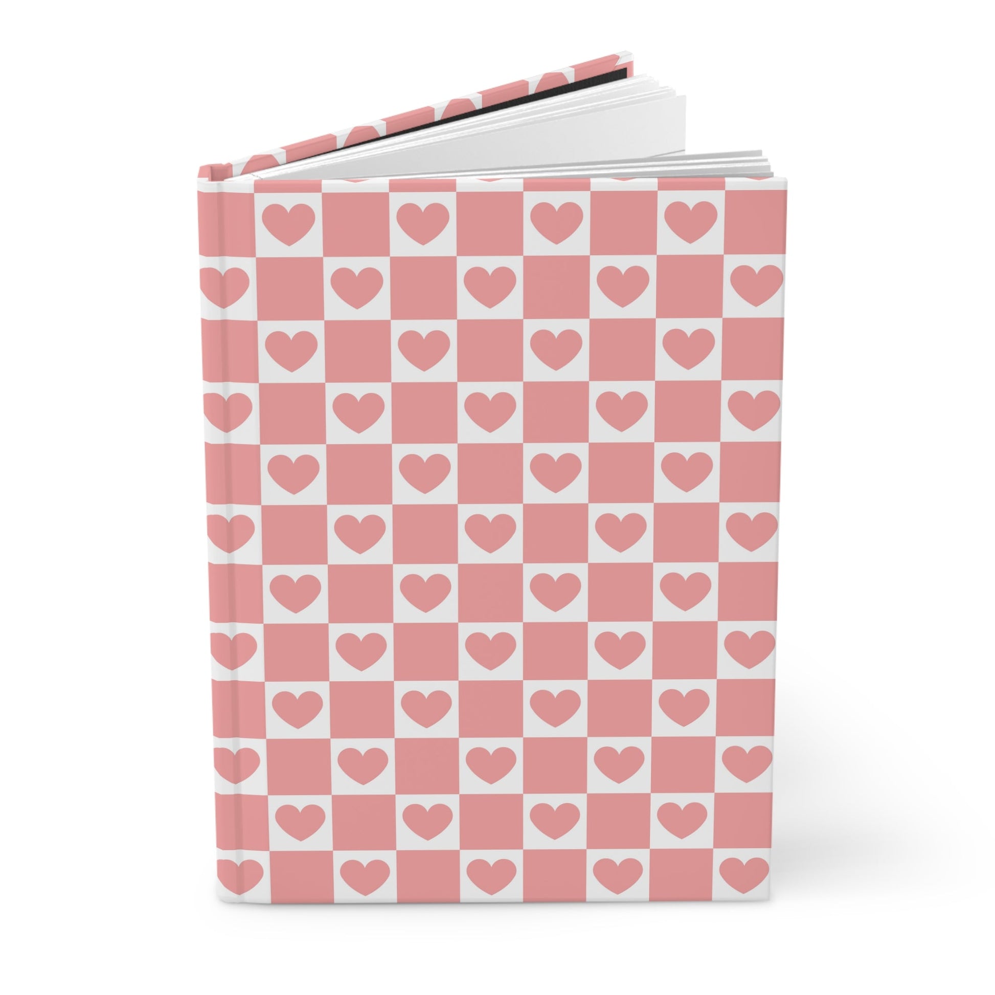 Pink Heart Grid Matte Hardcover Journal, 5.75" x 8" - Merry May