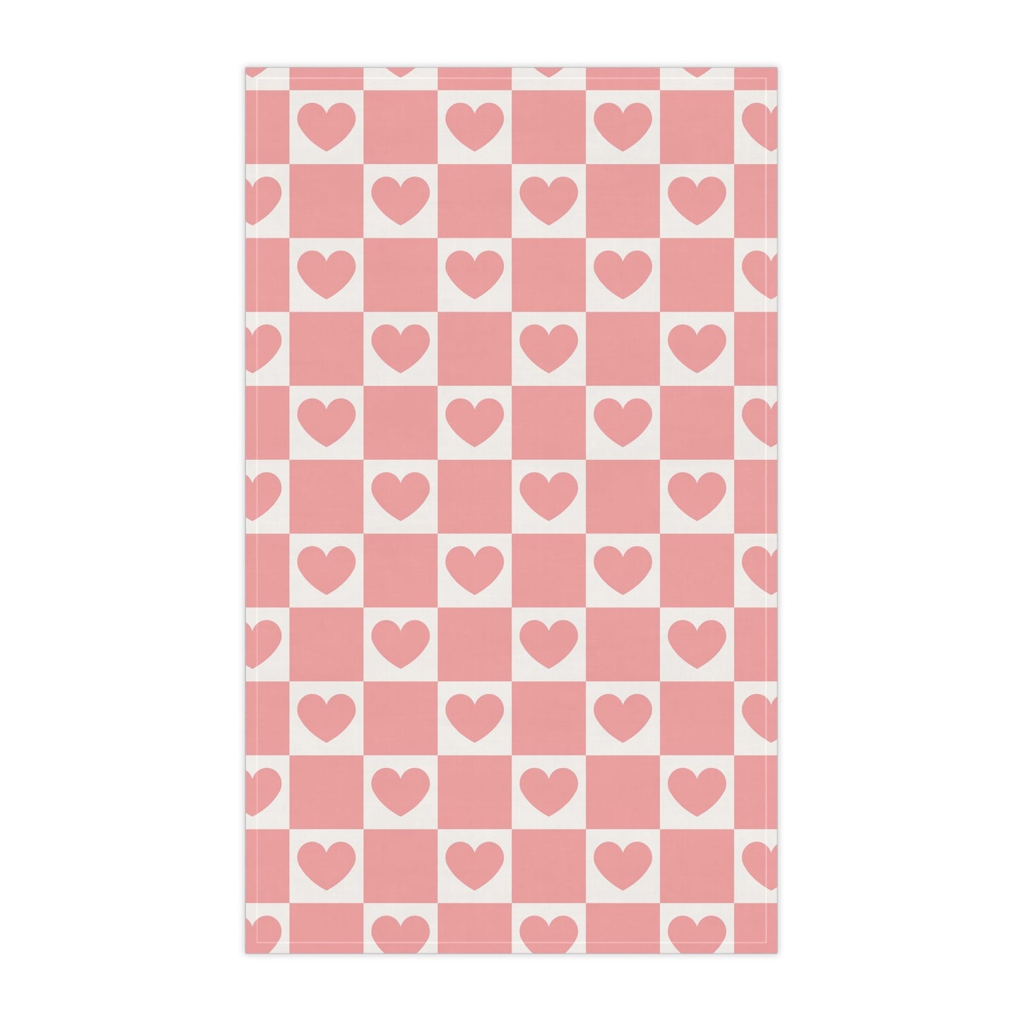 Pink Heart Grid Tea Towel, 18" x 30" - Merry May