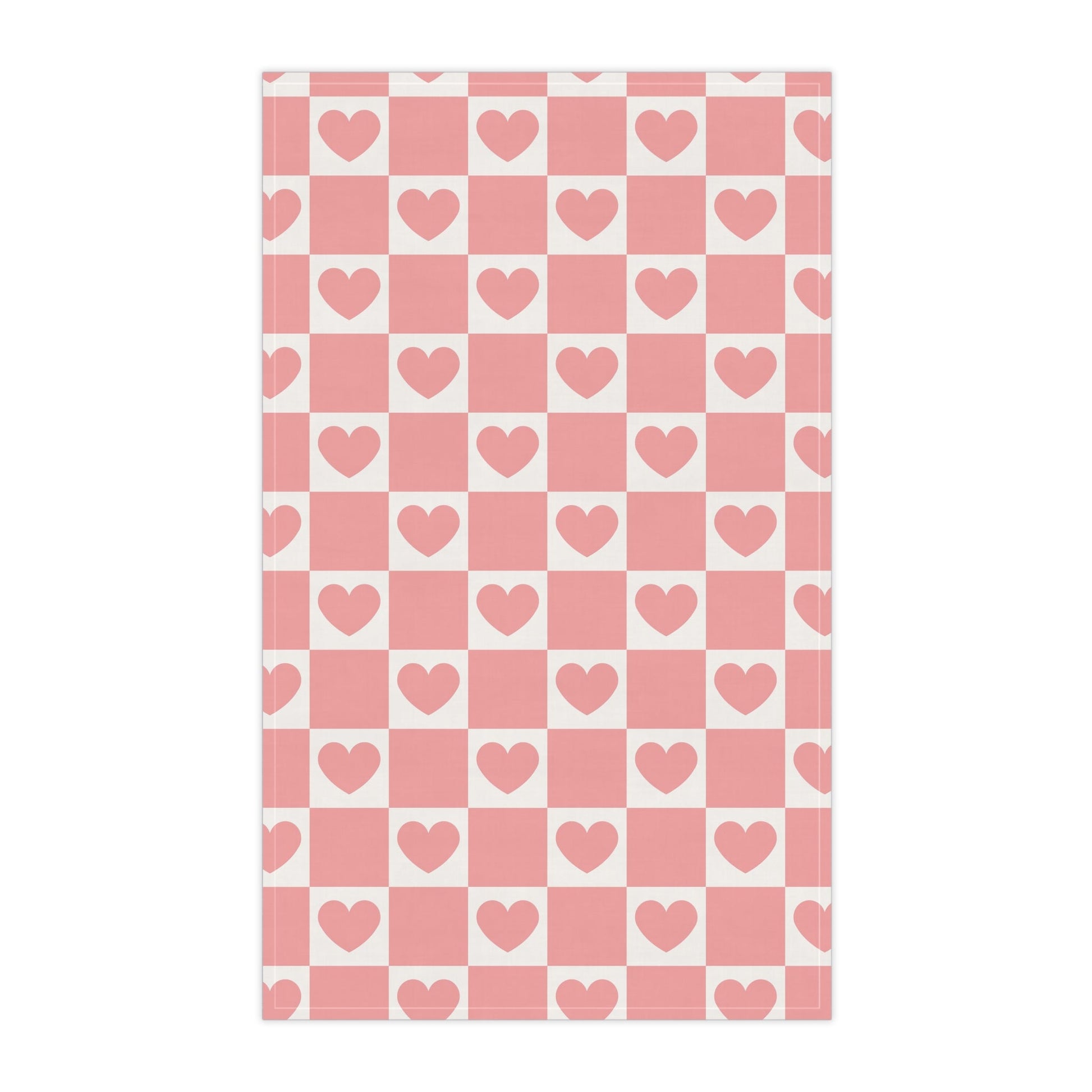 Pink Heart Grid Tea Towel, 18" x 30" - Merry May