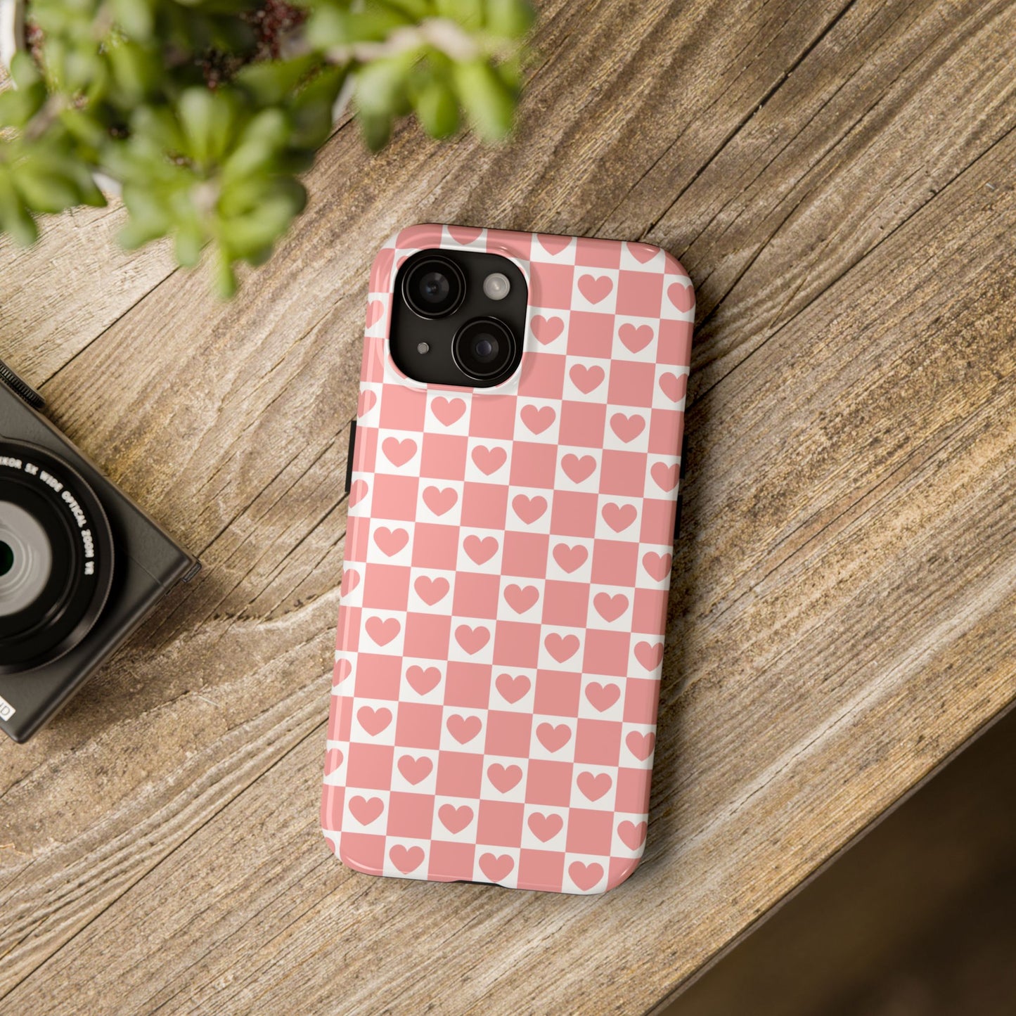 Pink Heart Grid Tough Case for iPhone®