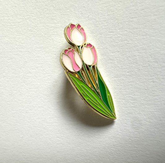 Pink Tulips Enamel Pin - Merry May