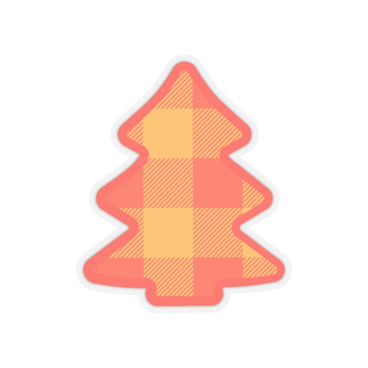 Plaid Tree Clear Transparent Vinyl Sticker, 2.5" x 3" - Merry May