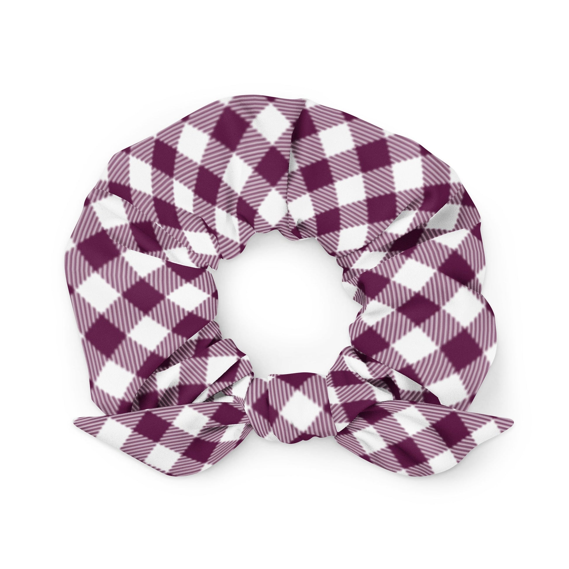 Plum Plaid Recycled Fabric Hair Scrunchie - Merry May