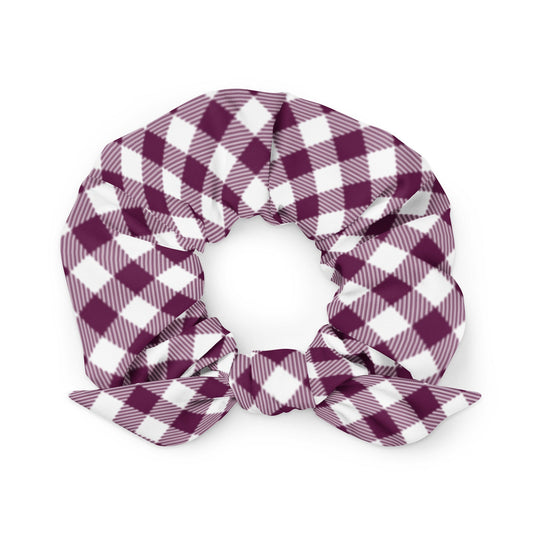 Plum Plaid Recycled Fabric Hair Scrunchie - Merry May