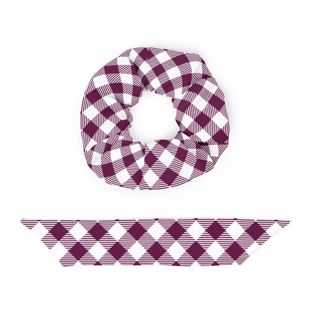 Plum Plaid Recycled Fabric Hair Scrunchie - Merry May