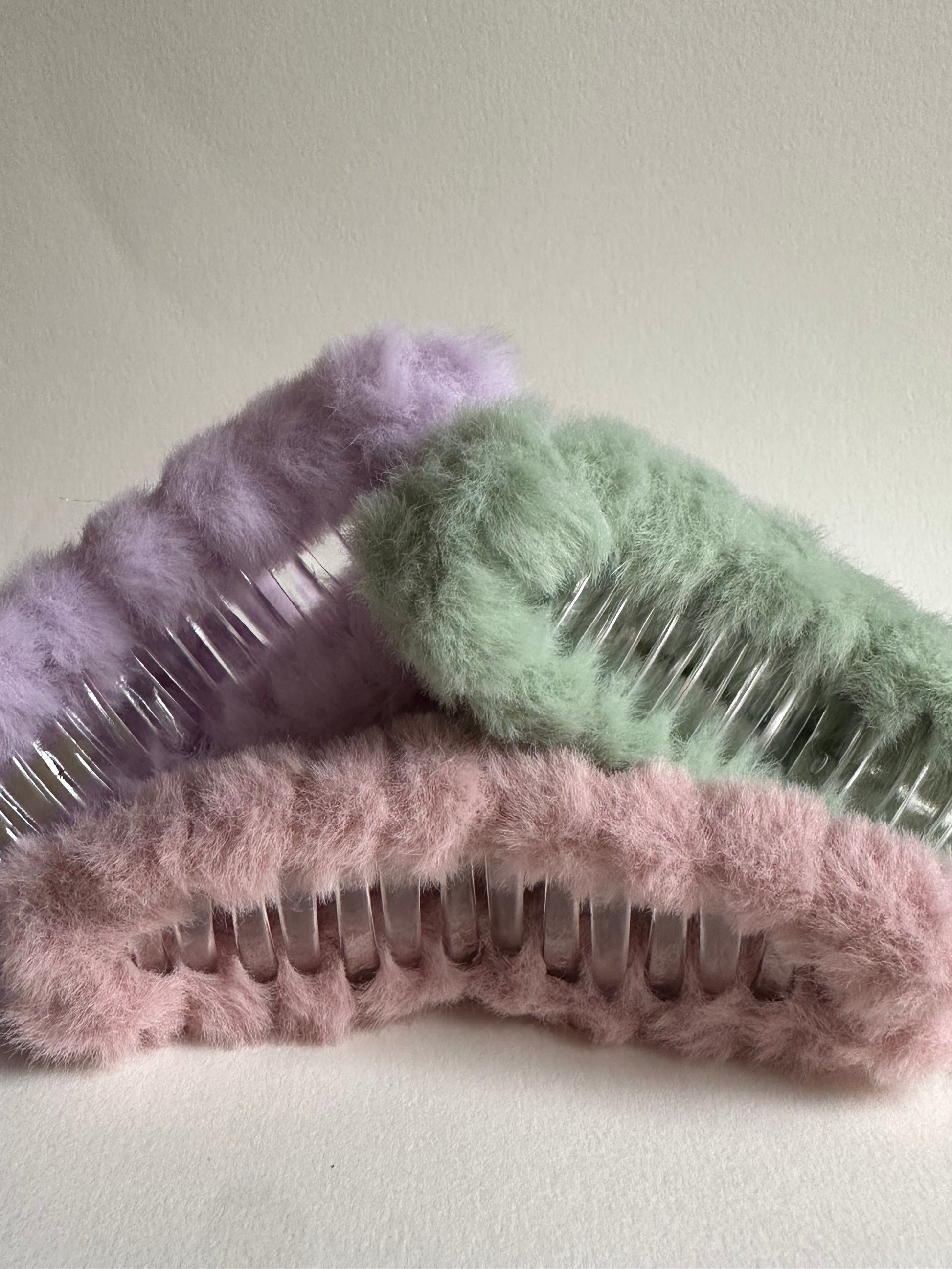 Plush Pastel Faux Fur Hair Claw - Merry May