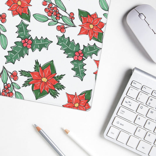 Poinsettia Large Desk Mat, 35x16" - Merry May