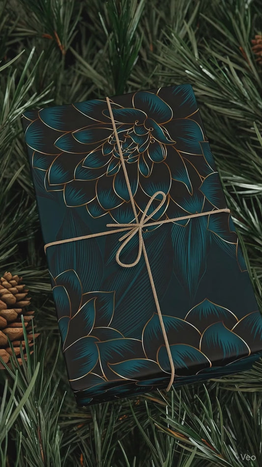 Midnight Dahlia Wrapping Paper Roll