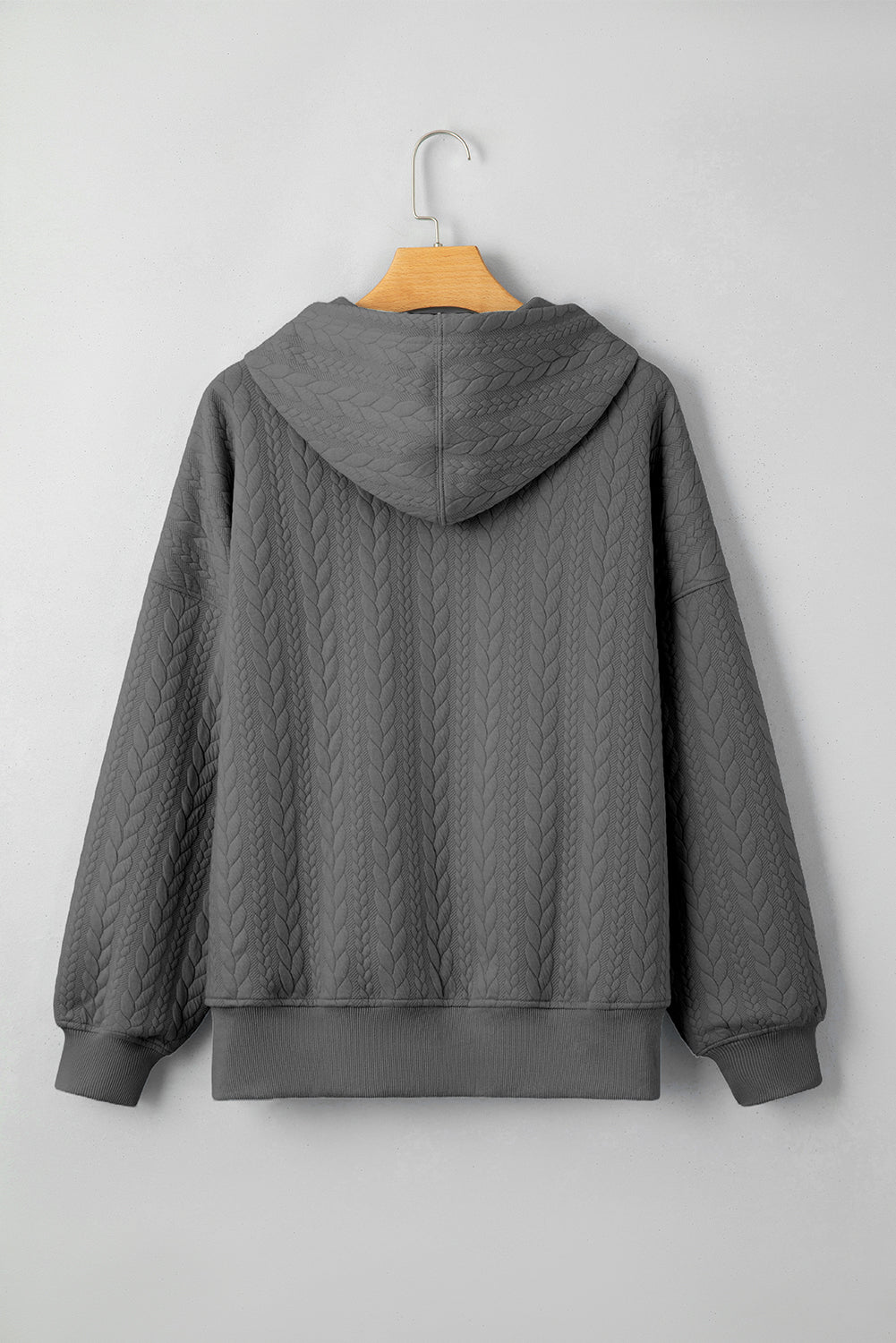 Promise Textured Baggy Solid Hoodie - Merry May