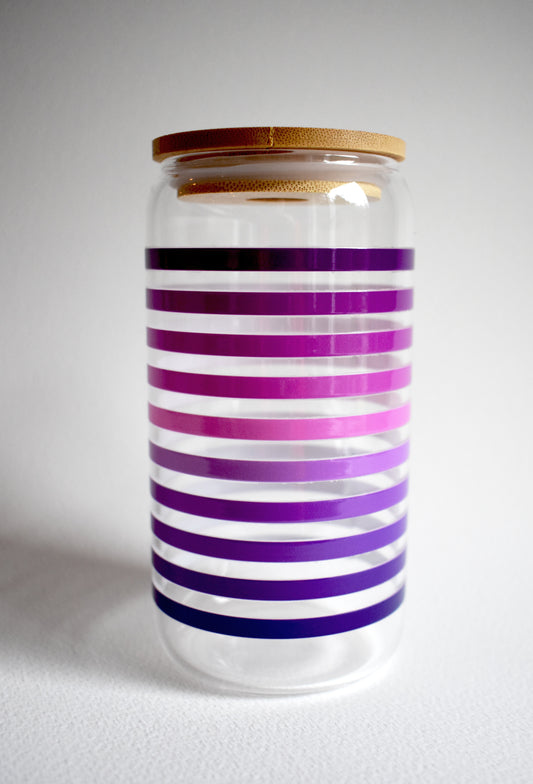 Purple Ombre Lines 16 oz. Glass Cup - Merry May