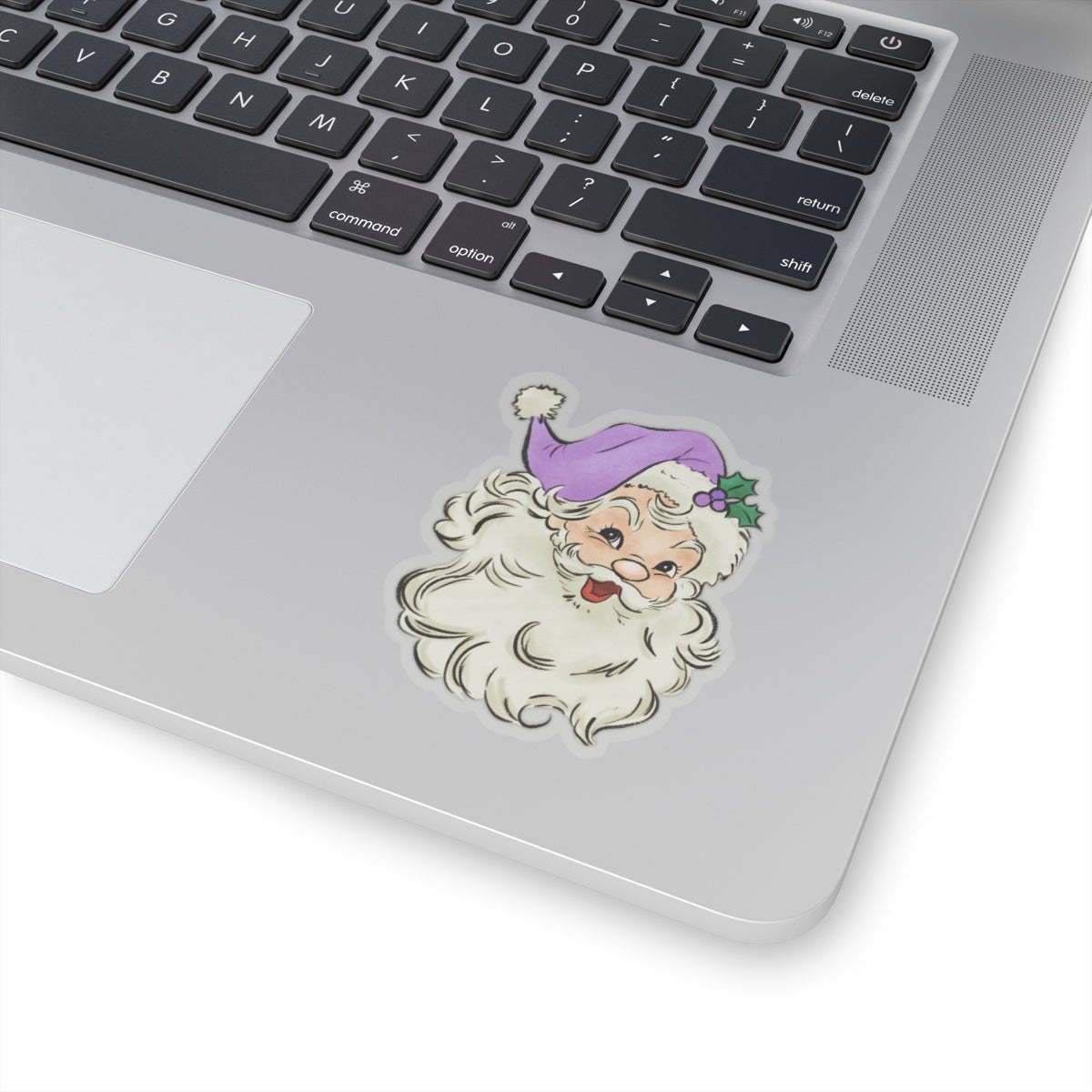 Purple Santa Hat Clear Transparent Vinyl Sticker, 2.4" x 3" - Merry May