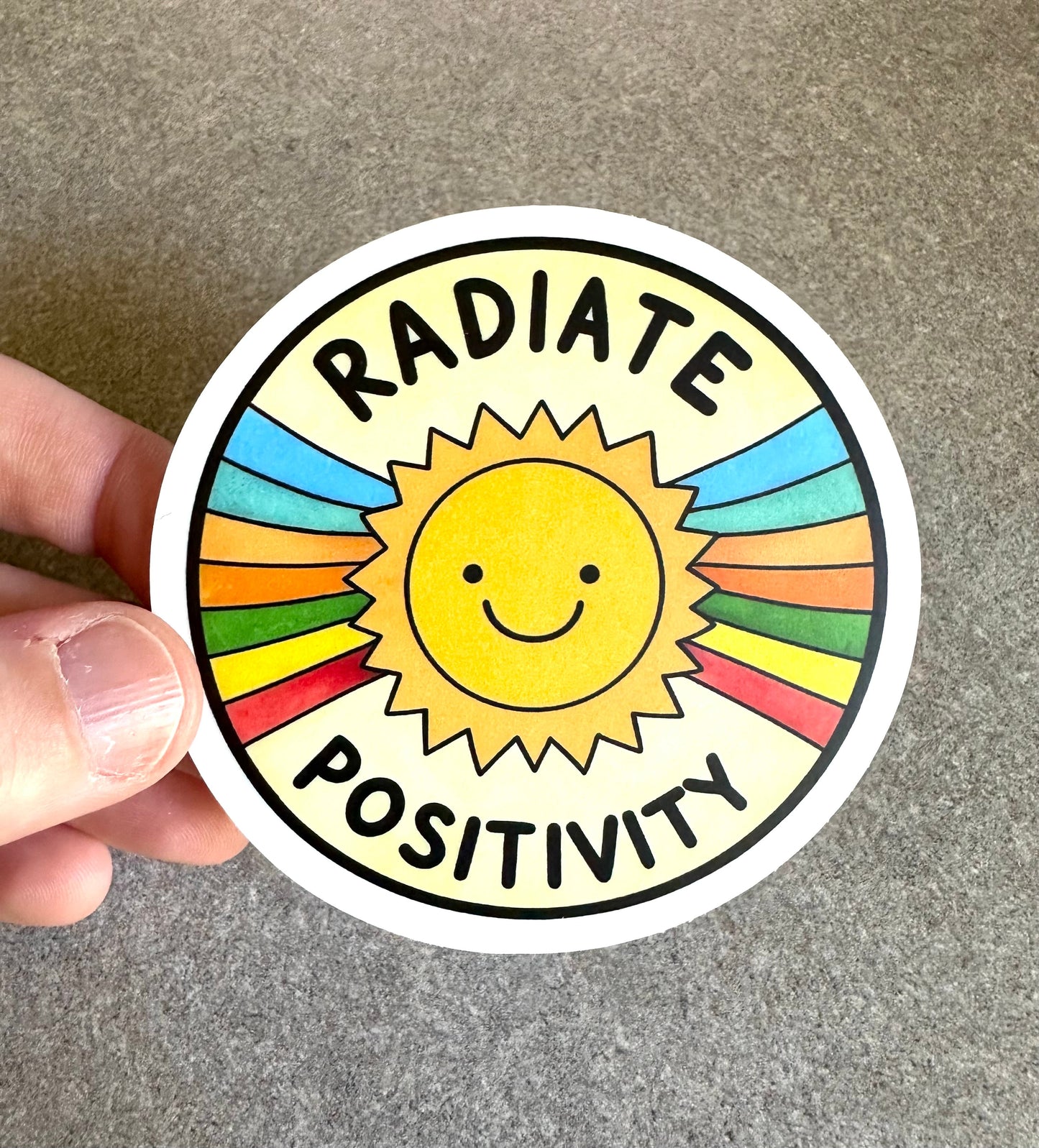 Radiate Positivity Vinyl Sticker, 3” x 3” - Merry May