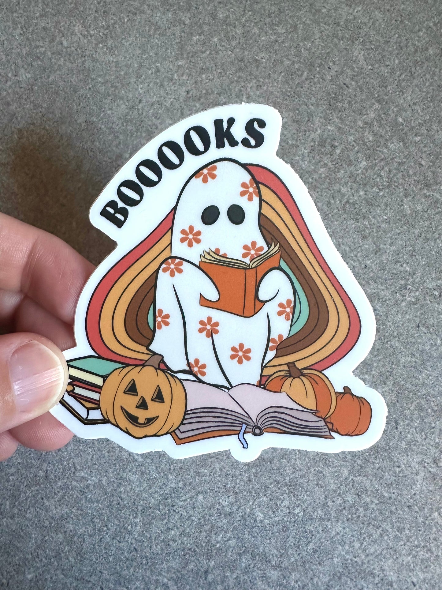 Reading Ghost Vinyl Sticker, 3" x 3" - Merry May
