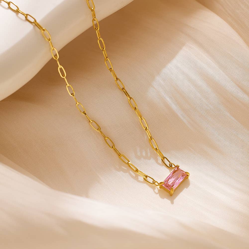 Rectangle Zircon Necklace - Merry May