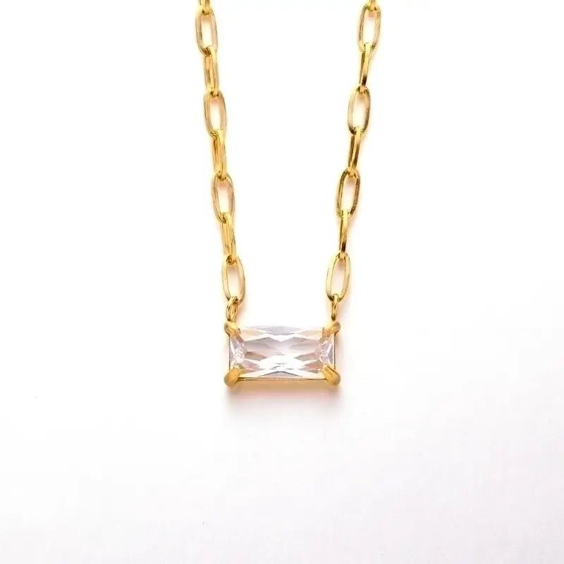 Rectangle Zircon Necklace - Merry May