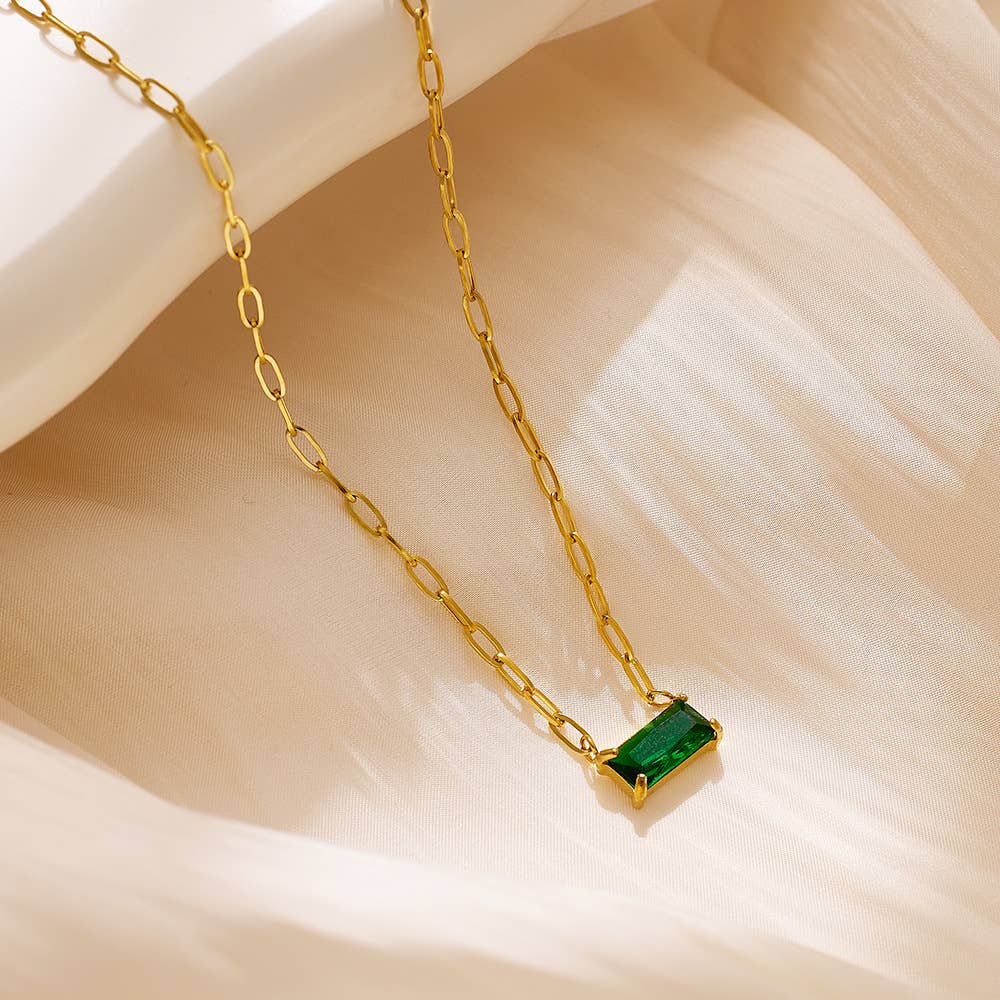 Rectangle Zircon Necklace - Merry May