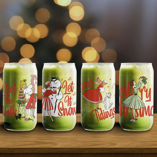 Retro Holiday 16 oz. Glass Cup Collection - Merry May