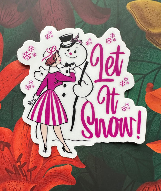 Retro Let It Snow Vinyl Sticker, 2.8" x 3.0" - Merry May