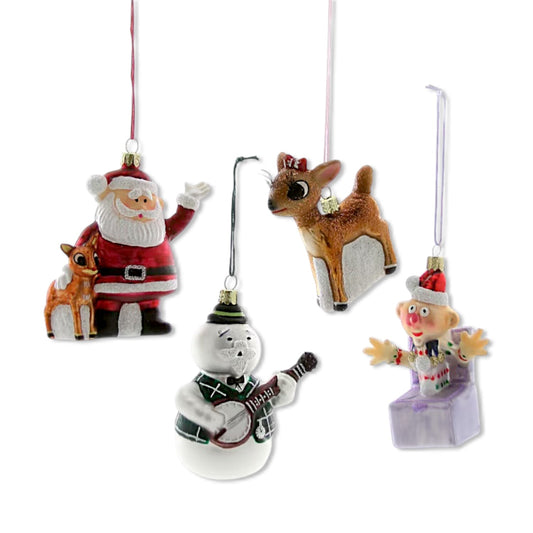 Retro Rudolph Characters Glass Ornaments - Merry May