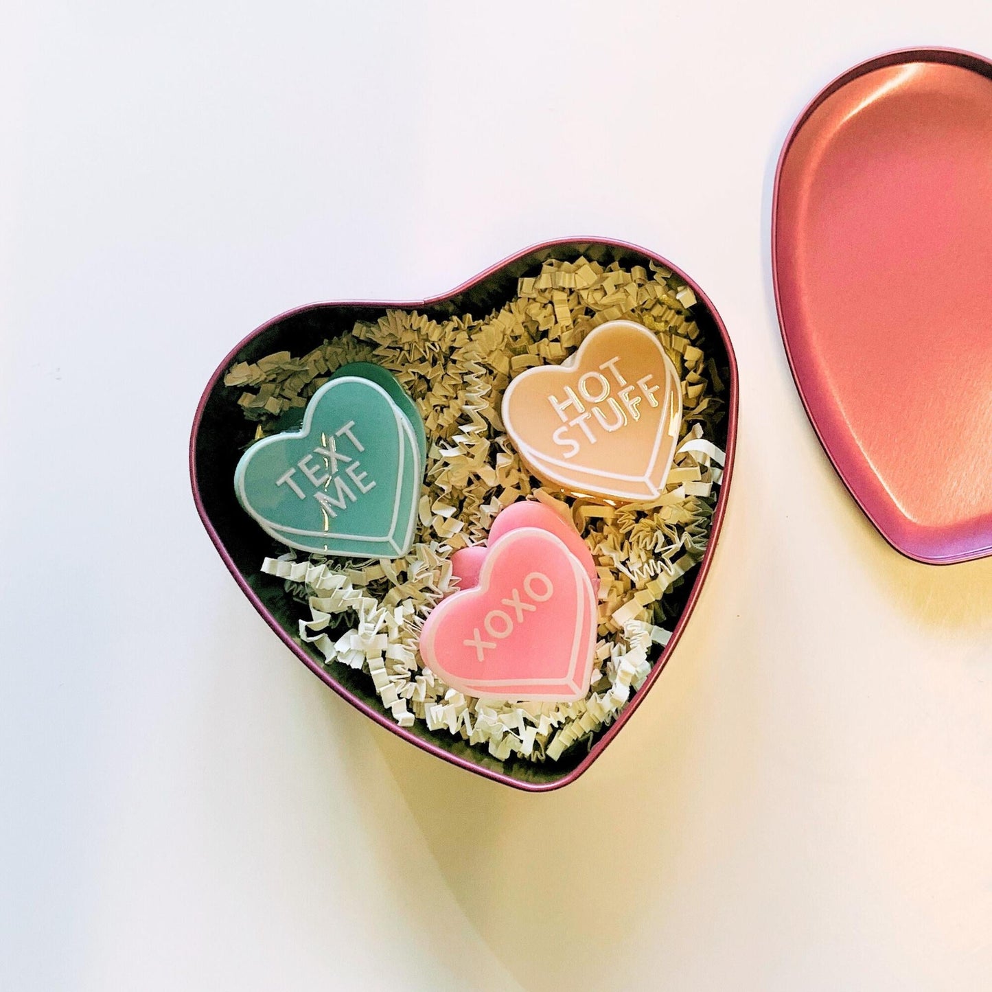 Romantic Set of 3 Mini Heart Claws in Heart Shaped Gift Box - Merry May